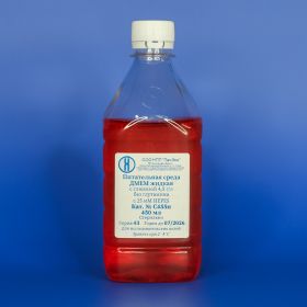 Среда DMEM, без глутамина, содержание глюкозы 4,5 г/л, с НЕРЕS, 450 мл, ПЭТ, ПанЭко Среда DMEM, без глутамина, содержание глюкозы 4,5 г/л, с НЕРЕS, 450 мл, ПЭТ, ПанЭко